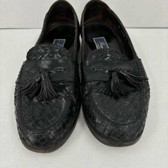 Bragano‎ Kiltie Tassel Loafer Dress Shoe Men\'s Size 11 Woven Black Leather Italy